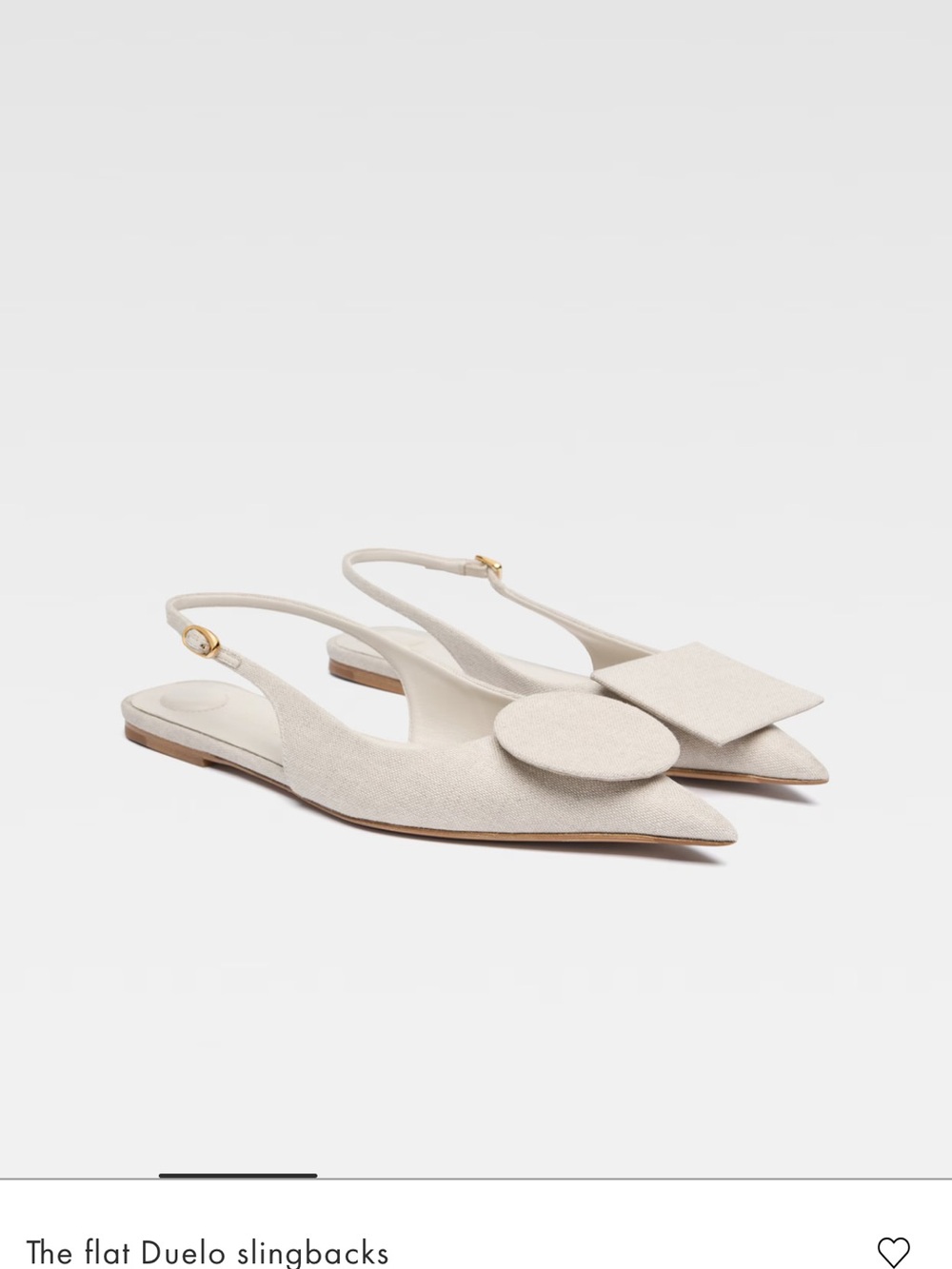JACQUEMUS Pointed Toe Slingback Flats in Cream - Picture 3 of 7